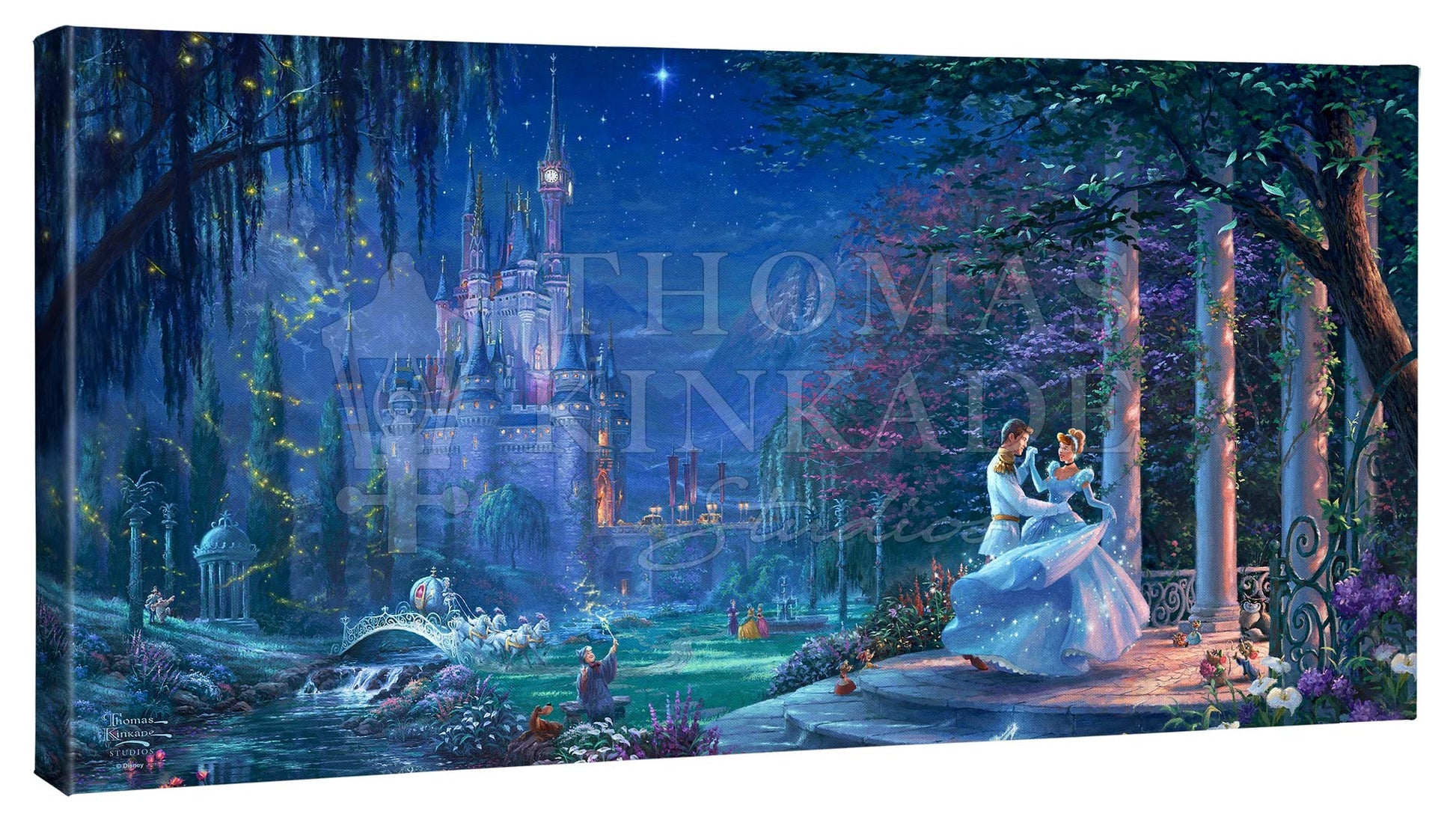 Cinderella Dancing in the Starlight by Thomas Kinkade Studios  Cinderella is in the arms of her prince. Cinderella's dreams have come true under the Starlight.  