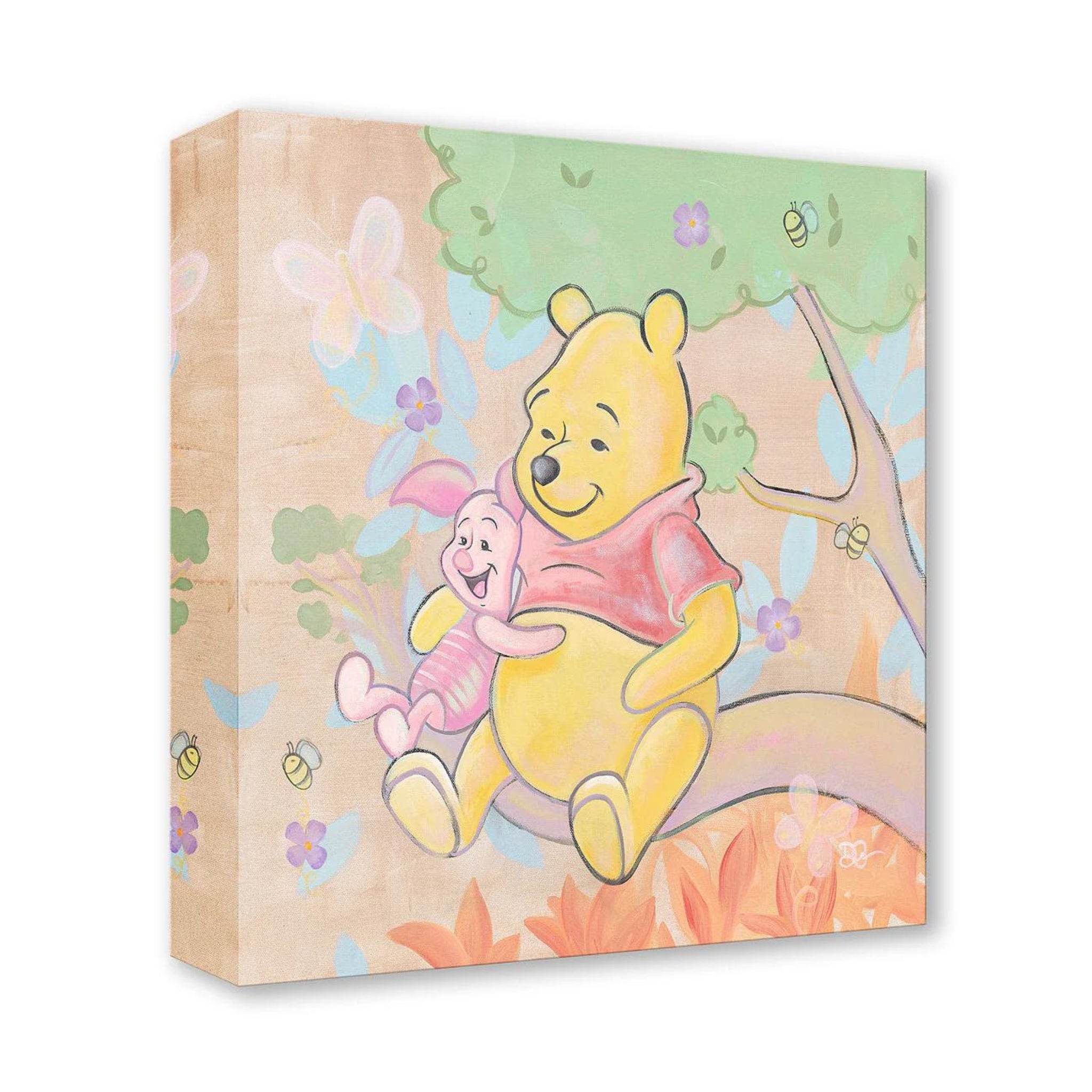 Winnie the Pooh and Piglet sit together on a sturdy branch, Pooh and Piglet share a peaceful moment in this charming piece. 