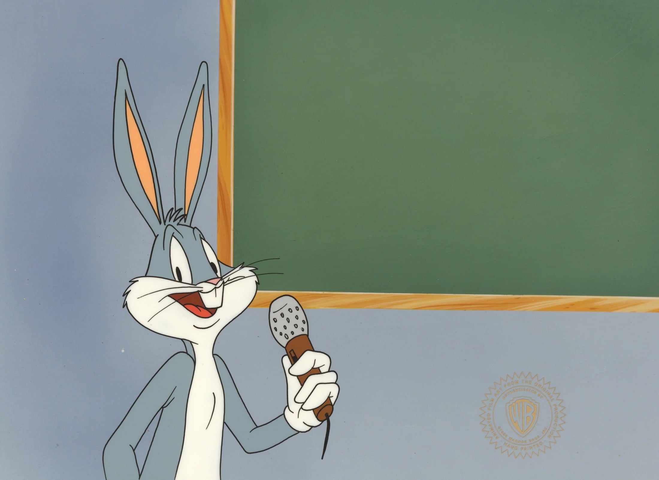 Bugs Bunny holding a mic
