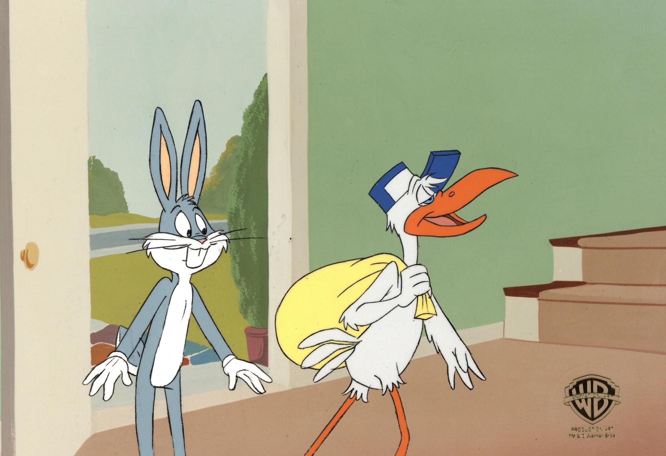 Bugs Bunny and Drunk Stork Original Production Cel IFA9118