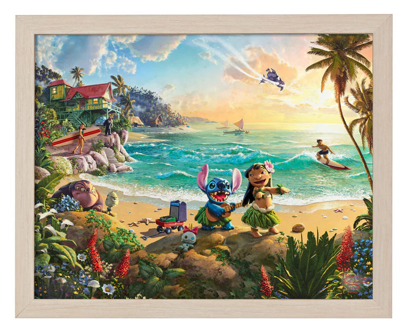 Lilo and Stitch at the beach - Natural Frame