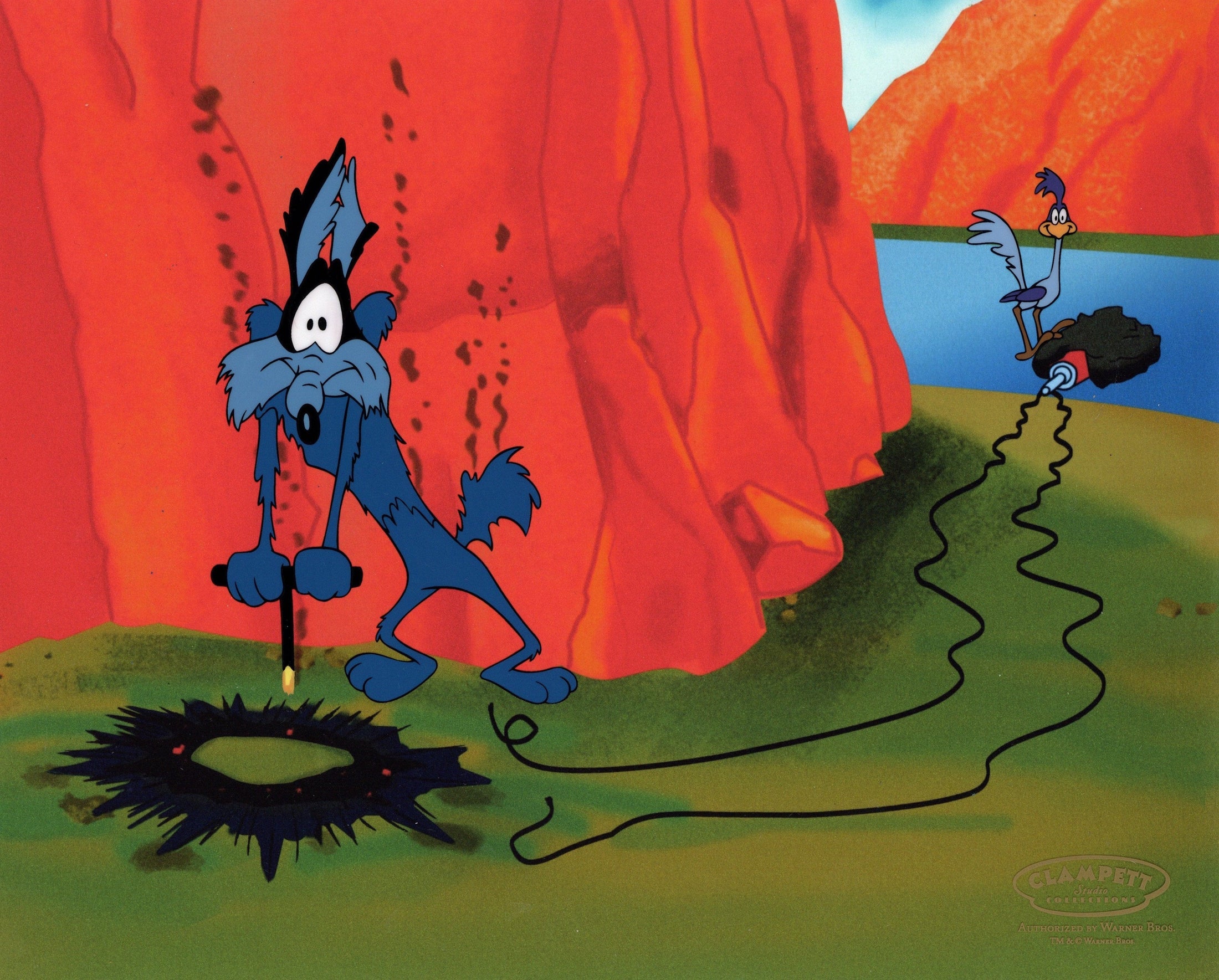 Wile E. Coyote endures the consequences of an explosive attempt to catch the Road Runner.