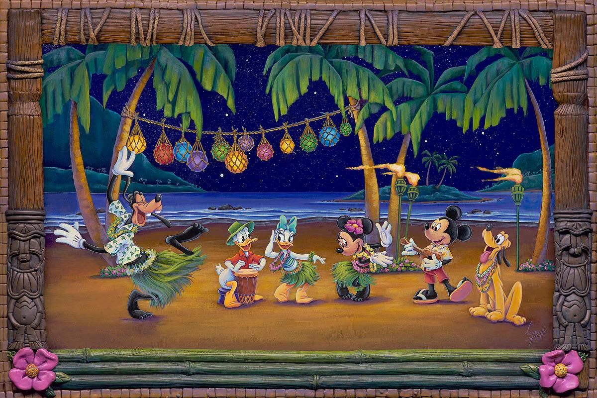 Mickey and Friends Art Collection - Goofy and Friends, enjoying a night of hula dancing.