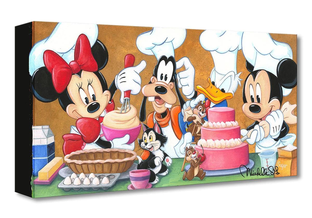 Mickey Mouse, Minnie, Goofy, and Donald enjoy a day baking cakes and pies together.