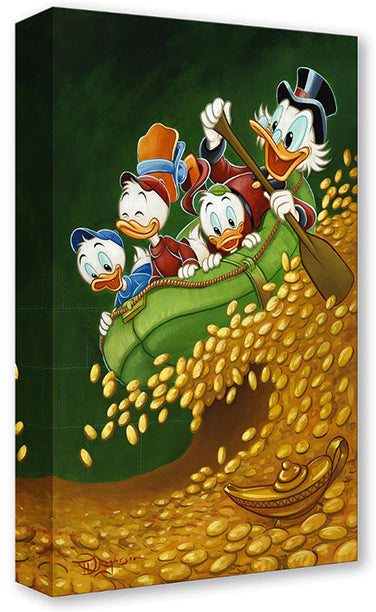 Scrooge McDuck  and his three nephew.