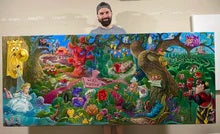 Jared holding the large 36" x 48" canvas