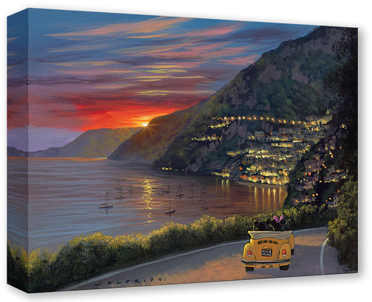 Mickey and Minnie riding through the Amalfi coast - Gallery Wrapped Canvas