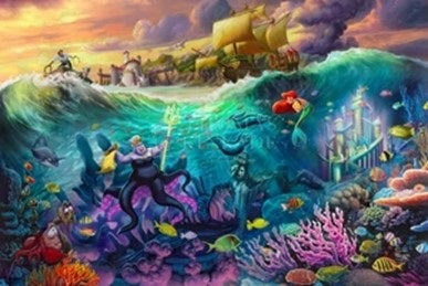 Prince Eric and Max are on their boat, ready to help Ariel and her friends as they face Ursula. - Unframed Canvas