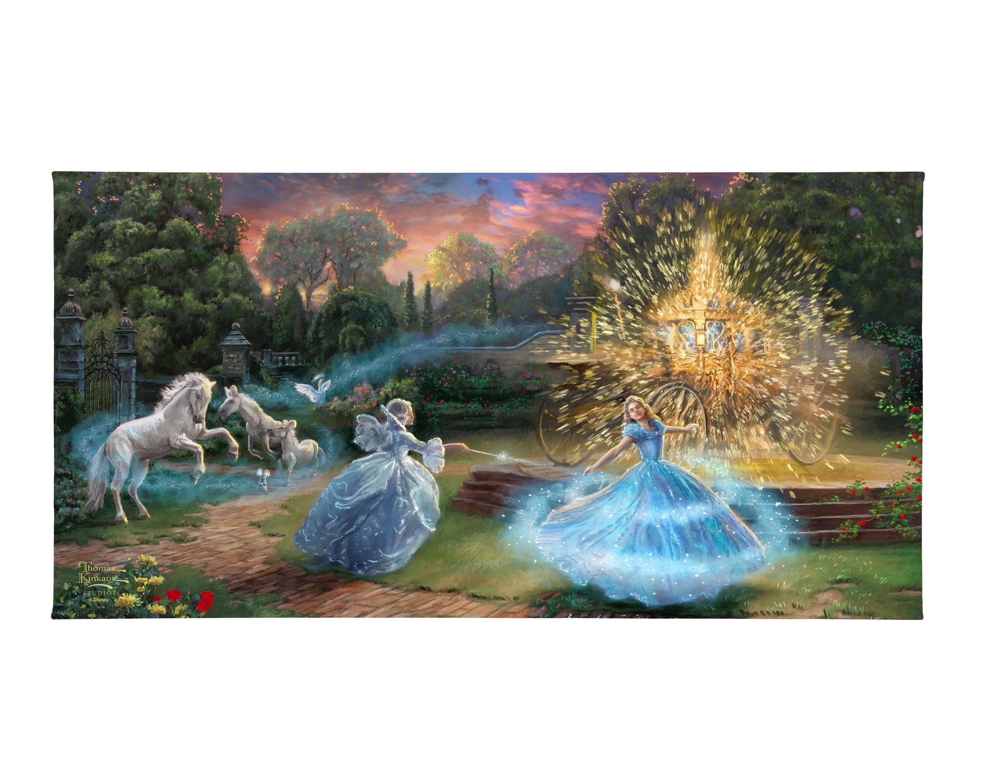 The fairy godmother grants Cinderella her wish, an enchanted transformation, her flight from discovery at the King's ball, or her time in love with the prince of her dreams.