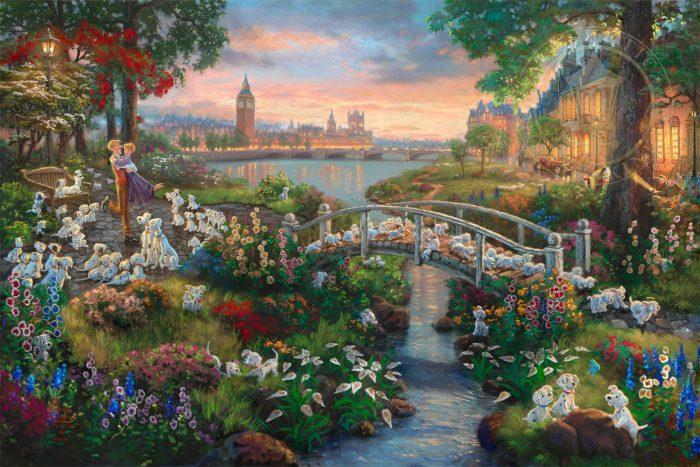 A visual tour of historic London, with all of its famous landmarks, 101 Dalmatians puppies along with Pongo, Perdita, Roger and Anita all gather at the park, for a day of romance and fun - unframed