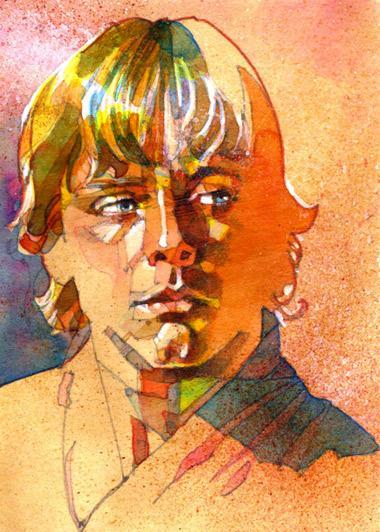 Vintage style portrait of young Luke Skywalker