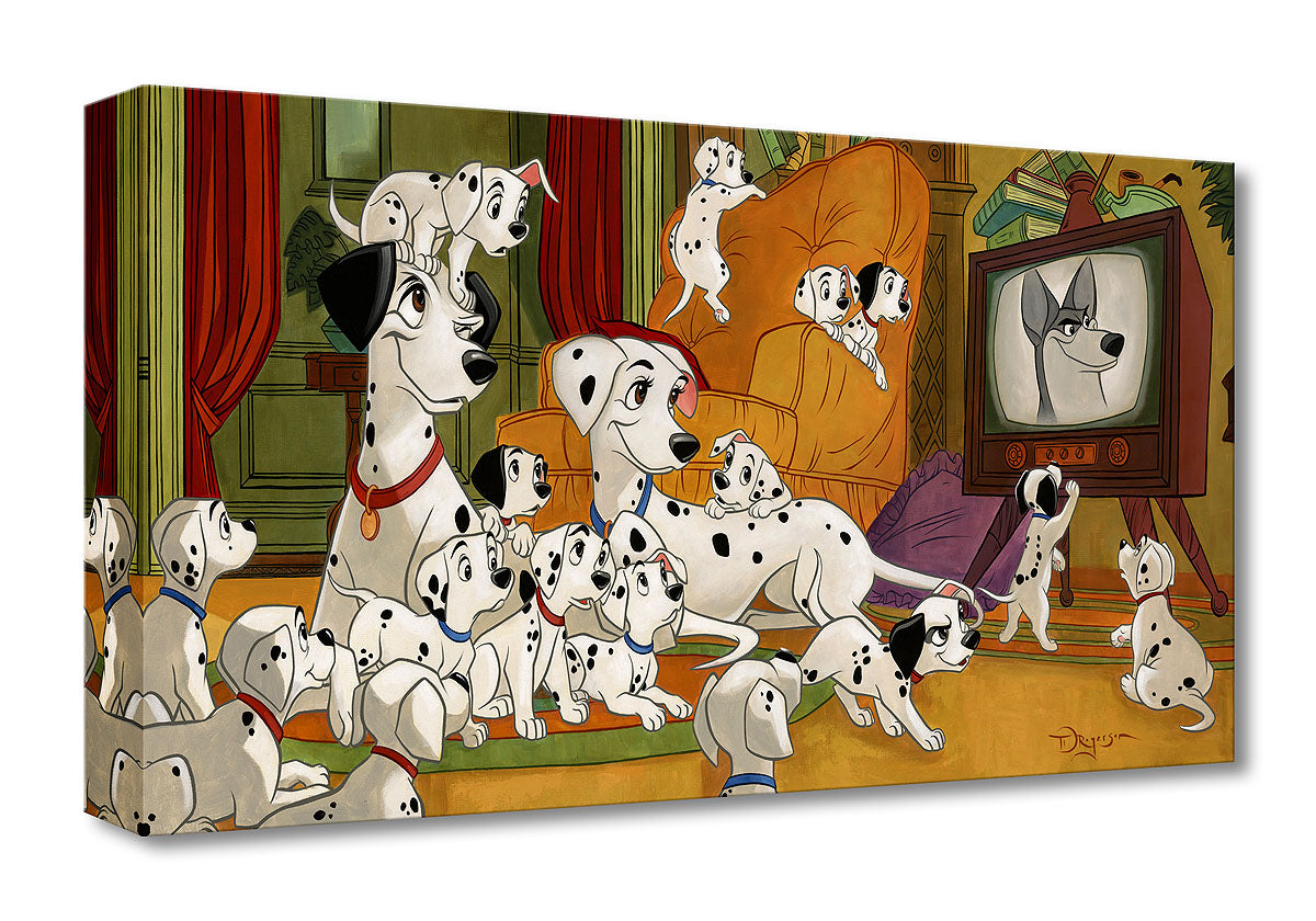 Movie Night by Tim Rogerson Pongo and Perdita enjoying a movie night with their puppies.