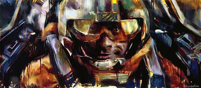 Luke Skywalker flying as Red Five during the Battle of Yavin