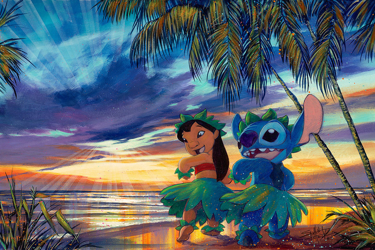 An evening of grass skirt dancing for these fun-loving pair - Lilo and Stitch as they try their new Hawaiian  Salsa dance moves.