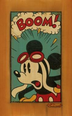 Vintage Style - Pilot Mickey has surprised look in "Boom!" 