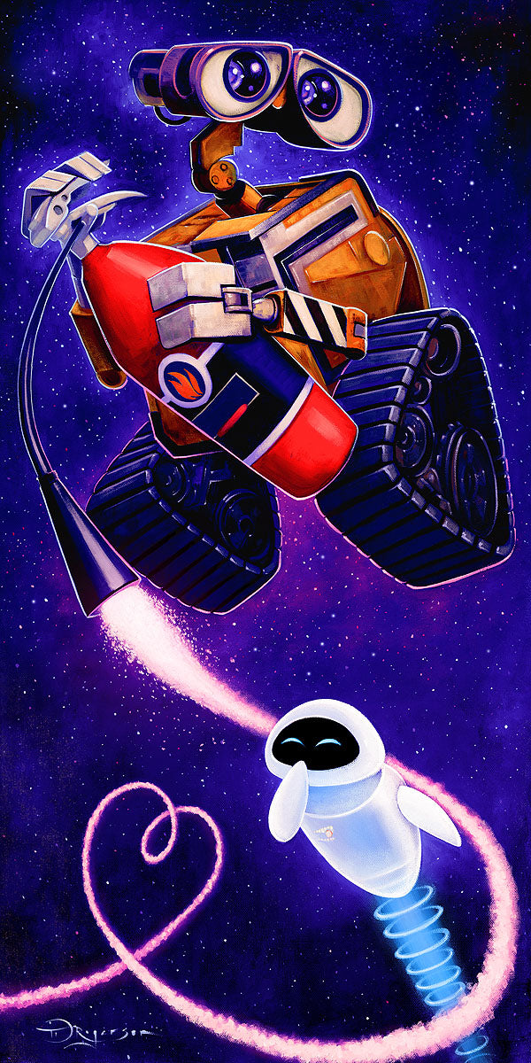 Wall•E and Eve by Tim Rogerson  Wall•E and Eve making hearts in space.
