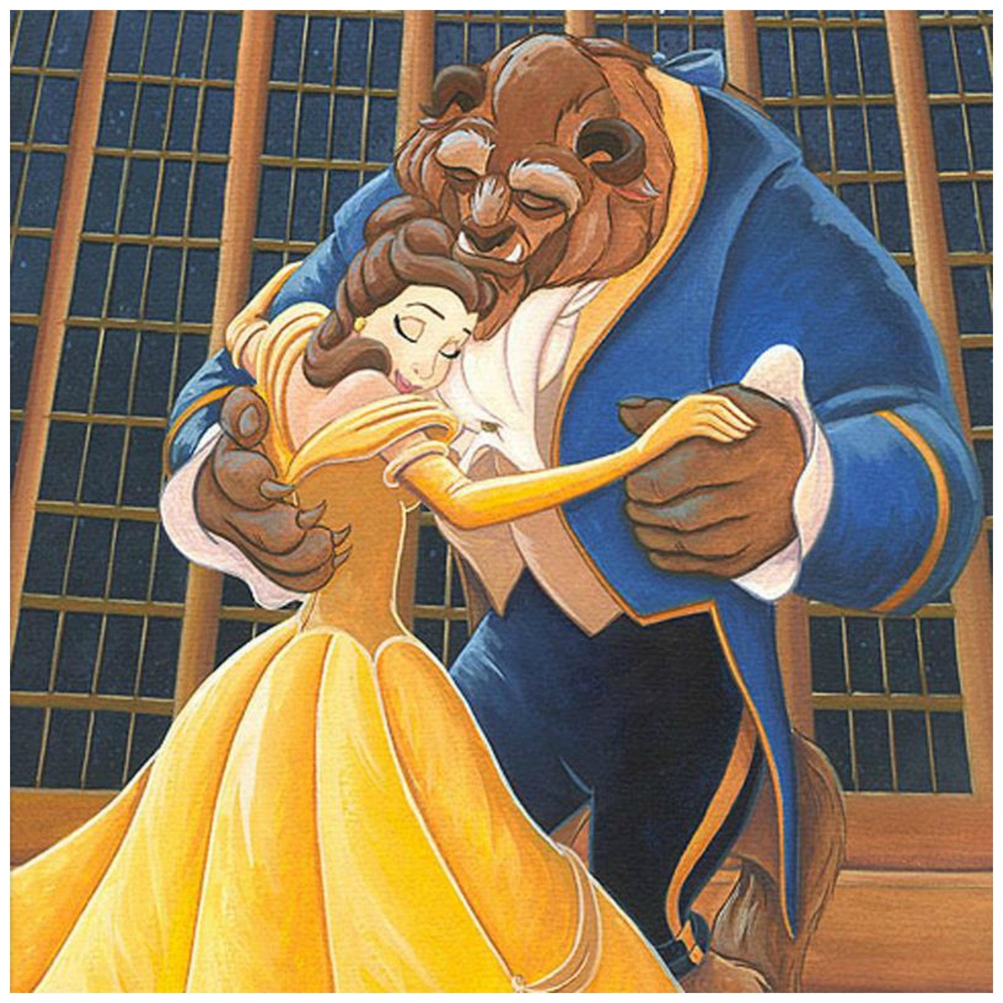 A Beautiful Dance by Michelle St. Laurent Belle lovely embraces the Beast as they dance - closeup.