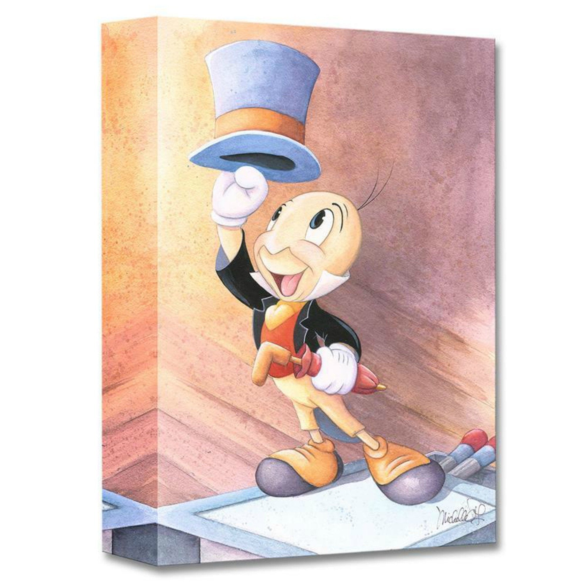 A Well Dressed Conscience by Michelle St. Laurent.   Sir Jiminy Cricket is ready to do his part top hat, jacket and umbrella in hand.
