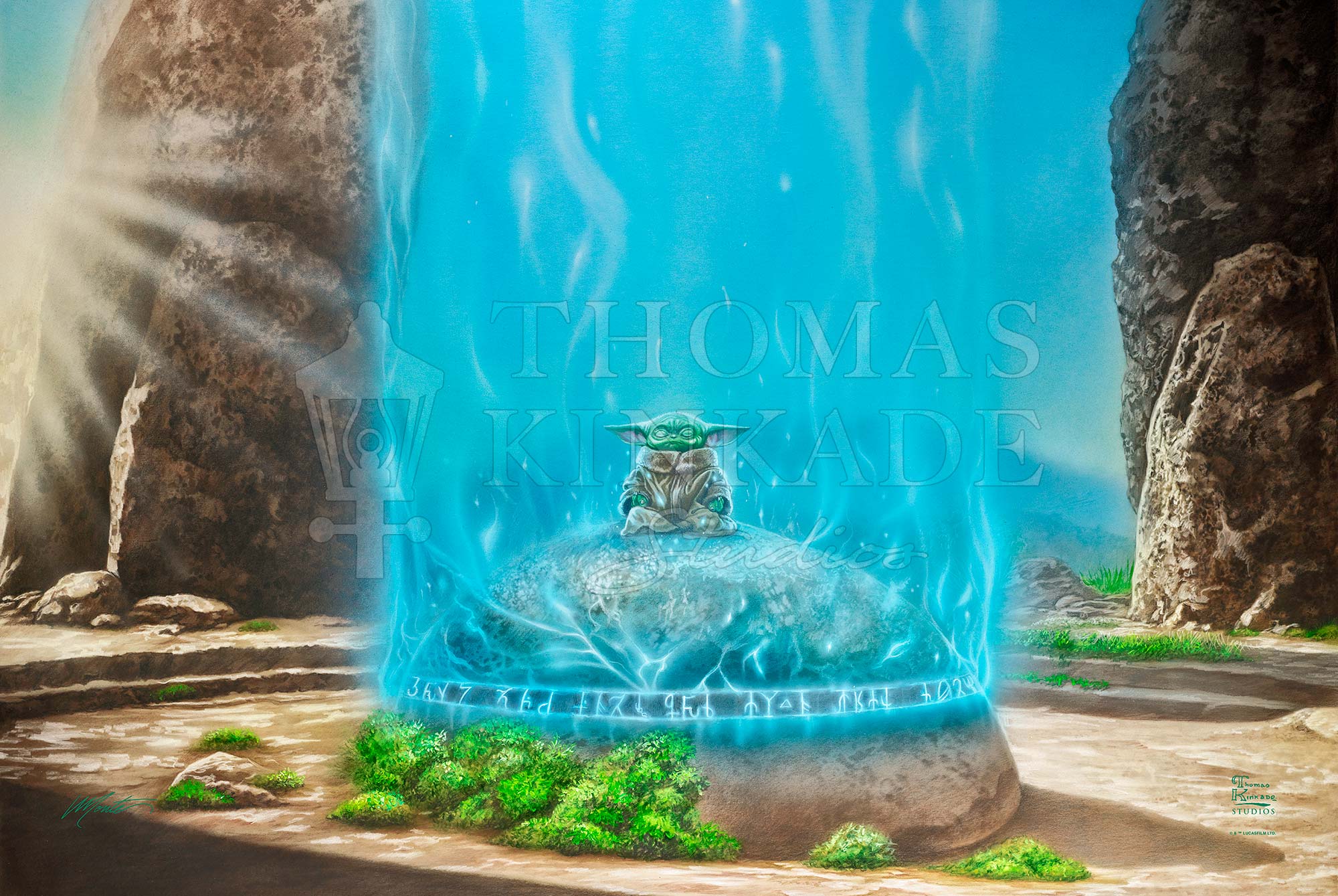 The Mandalorian - A Force Within- Limited Edition Canvas Once placed upon the ancient Jedi™ seeing stone, Grogu™ “activates” the stone to make the connection with the galaxy’s existing Jedi through the Force.