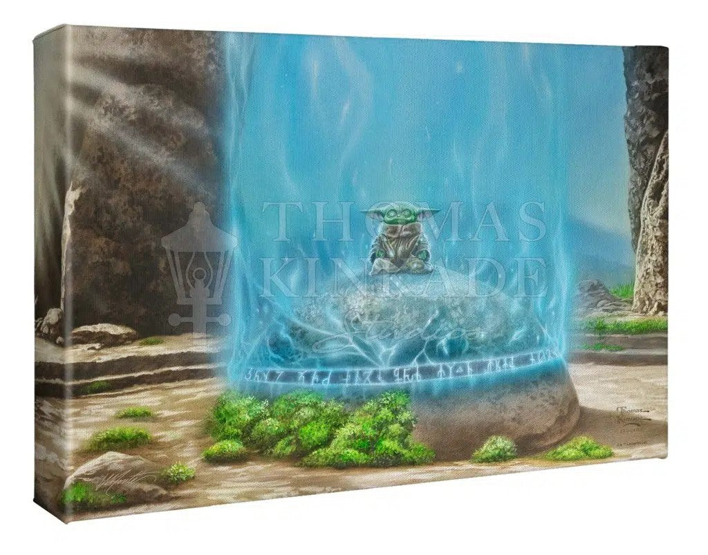 The Mandalorian - A Force Within by Thomas Kinkade Studios. Once placed upon the ancient Jedi™ seeing stone, Grogu™ “activates” the stone to make the connection with the galaxy’s existing Jedi through the Force.