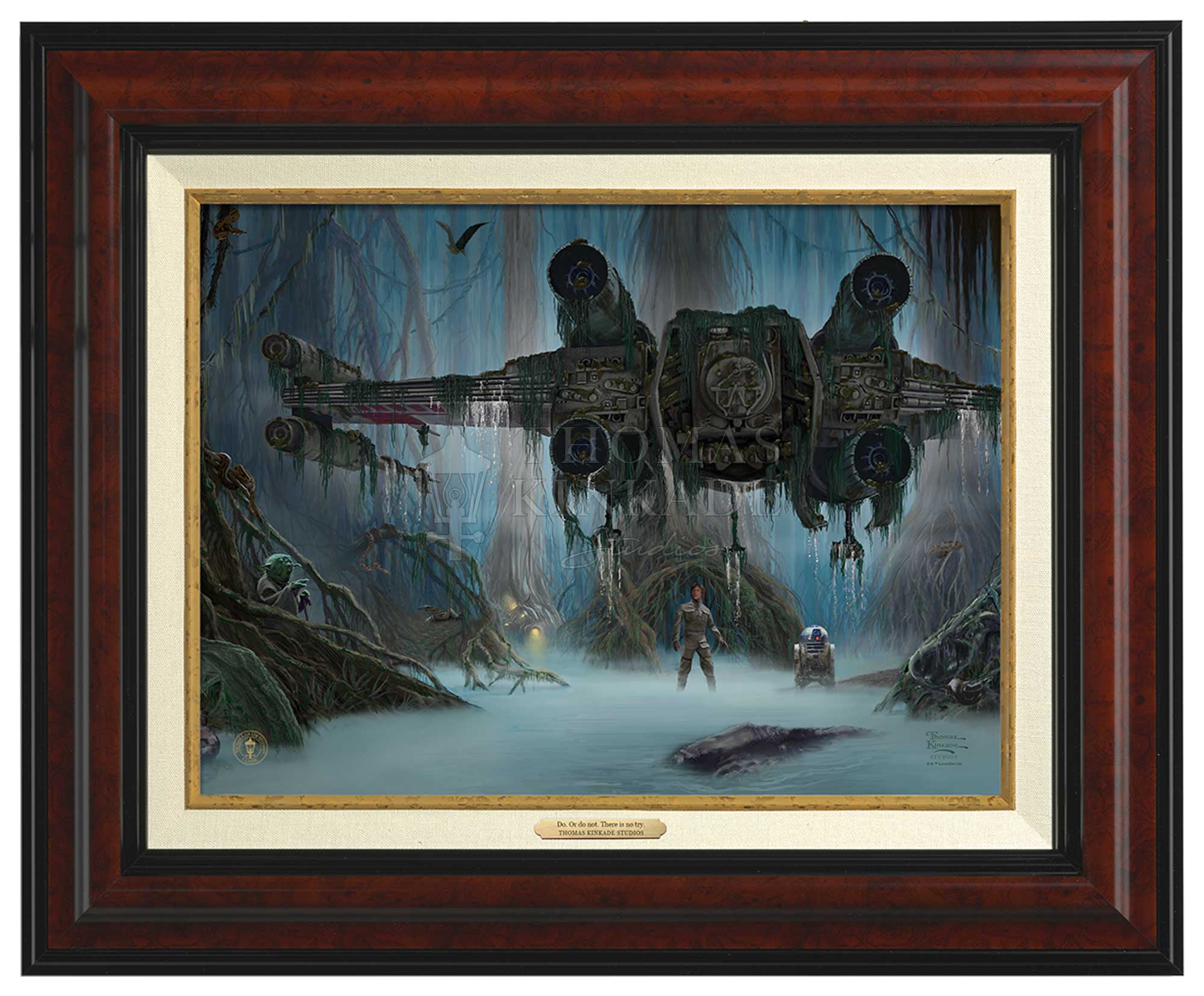 Features Luke Skywalker and Yoda in Dagobah a swamp-covered planet. Burl -Frame