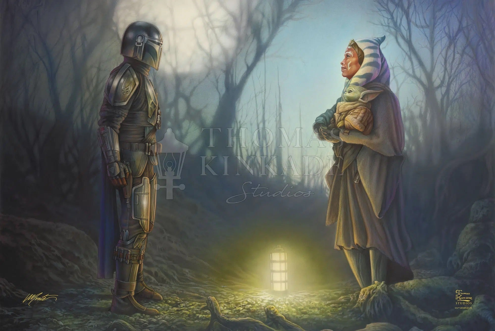 Ahsoka Tano™ holds Grogu in her arms. Unframed