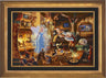The Blue Fairy is poised to make this wish come true. Joy fills the workshop as Geppetto’s wish is granted.  The faces of Jiminy Cricket and Cleo as they watch the sweet interaction of Figaro meeting Pinocchio for the very first time. Aurora gold Frame