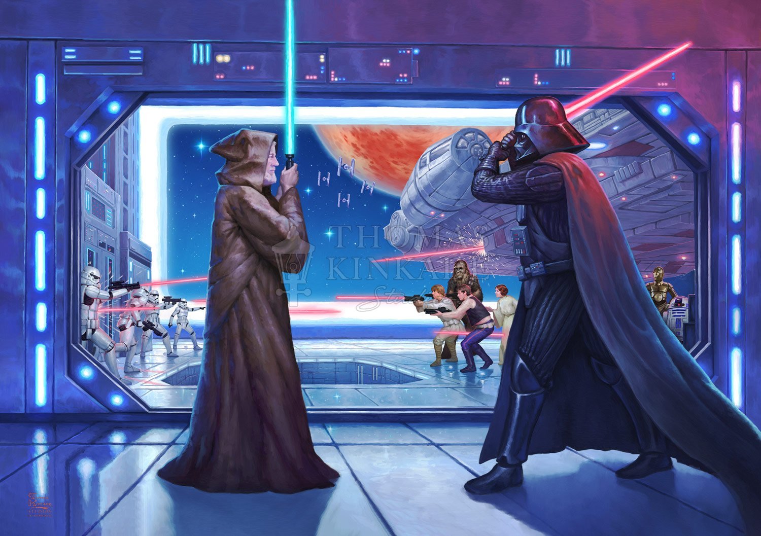 Obi-wan Vs Darth Vader Art Print: Star Wars Epic Duel Giclée Poster Obi-wan Vs Darth Vader Art Print: Star Wars Epic Duel Giclée Poster