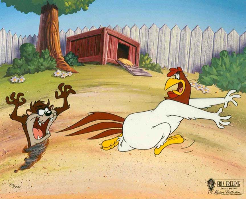 Taz chases Foghorn Leghen.