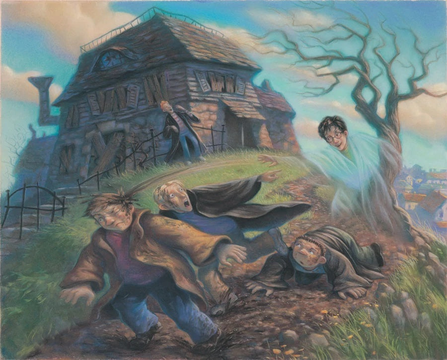 The Cloak of Invisibility, one of the three Deathly Hallows, given (anonymously) to Harry Potter as a Christmas gift by Albus Dumbledore.