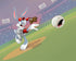 “Pachydermus Percussion Pitch” Bugs Bunny, dressed up as a pitcher, throwing a fastball so fast that the ball is crying.