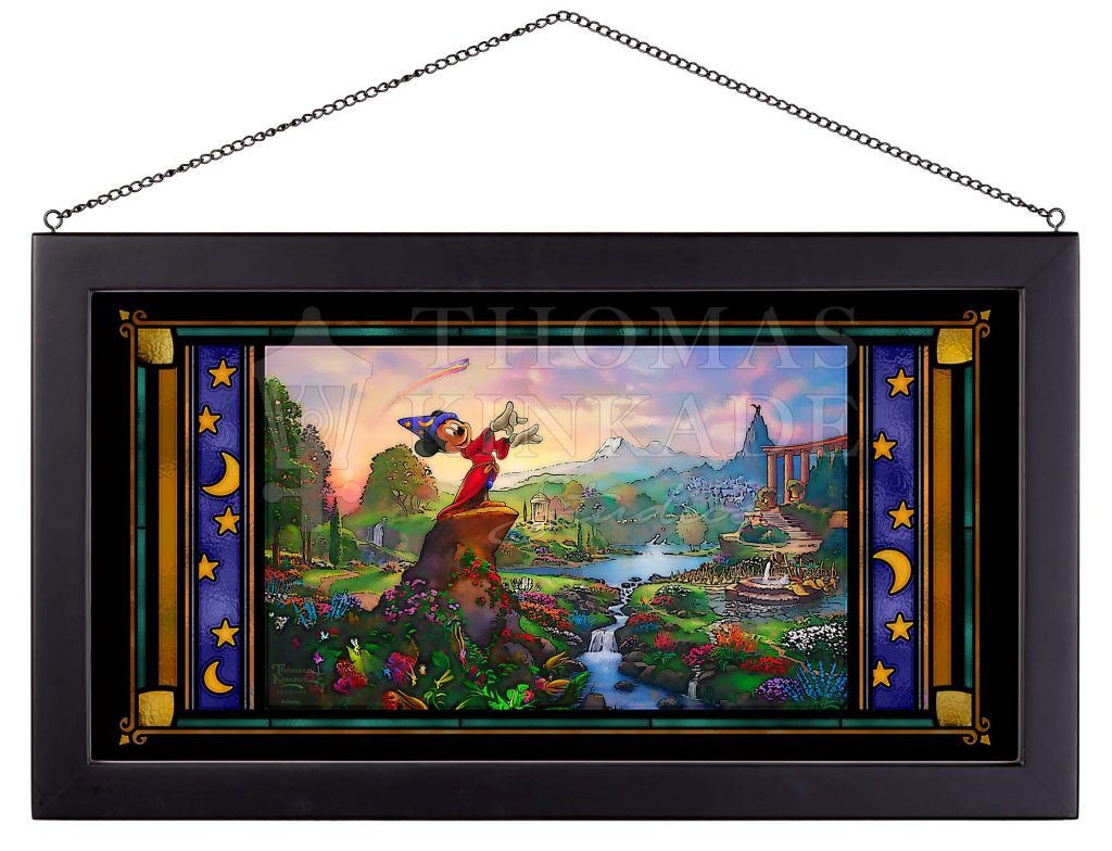Mickey the Sorcerer stands in the center, orchestrating the sublime dance about him.
