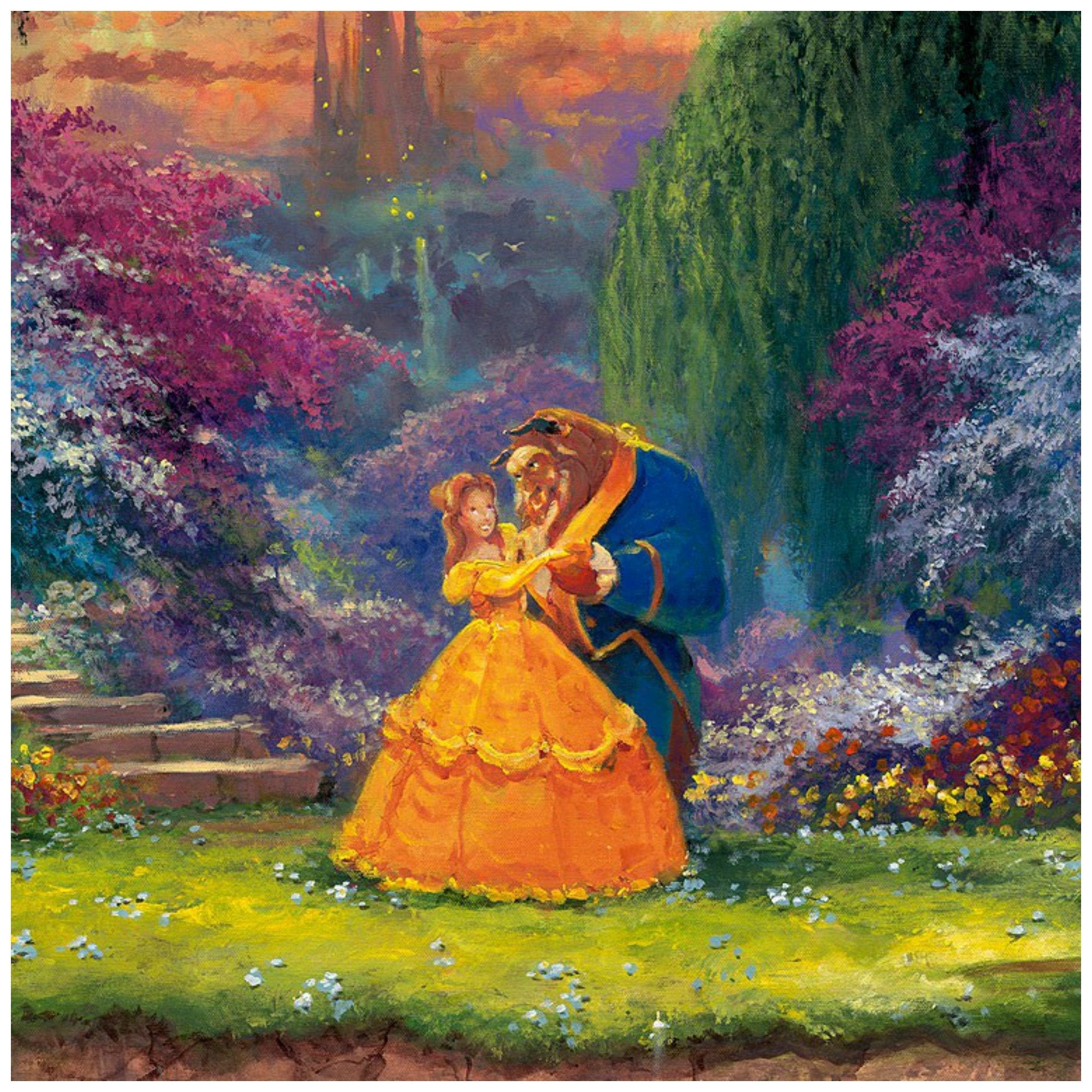Garden Waltz by James Coleman Belle and the Beast dancing in the beautiful floral garden.