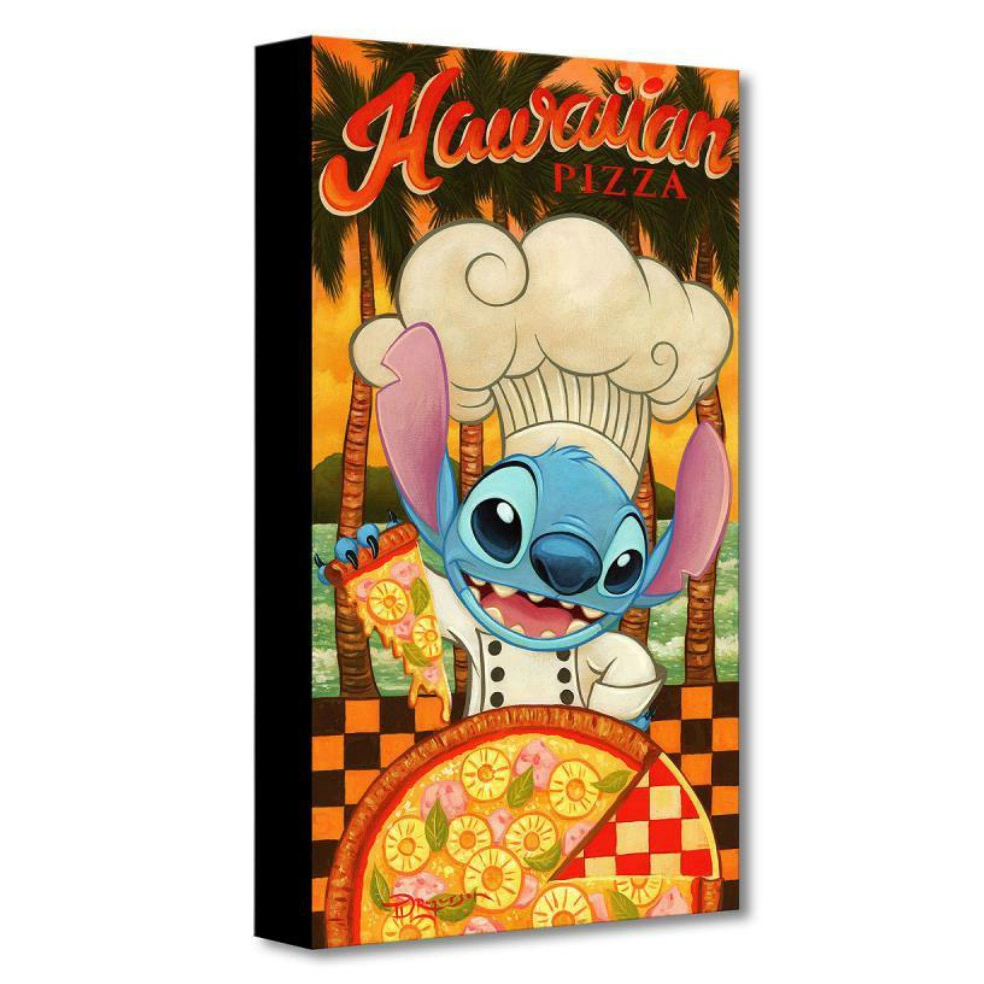 Hawaiian Pizza by Tim Rogerson Chef Stitch is all smiles in this billboard style cameo poses, holding a slice of pineapple pizza.
