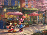 Mickey presents Minnie with a bouquet of flowers and a heart shaped box of chocolate in front of Cafe Bristo - unframed