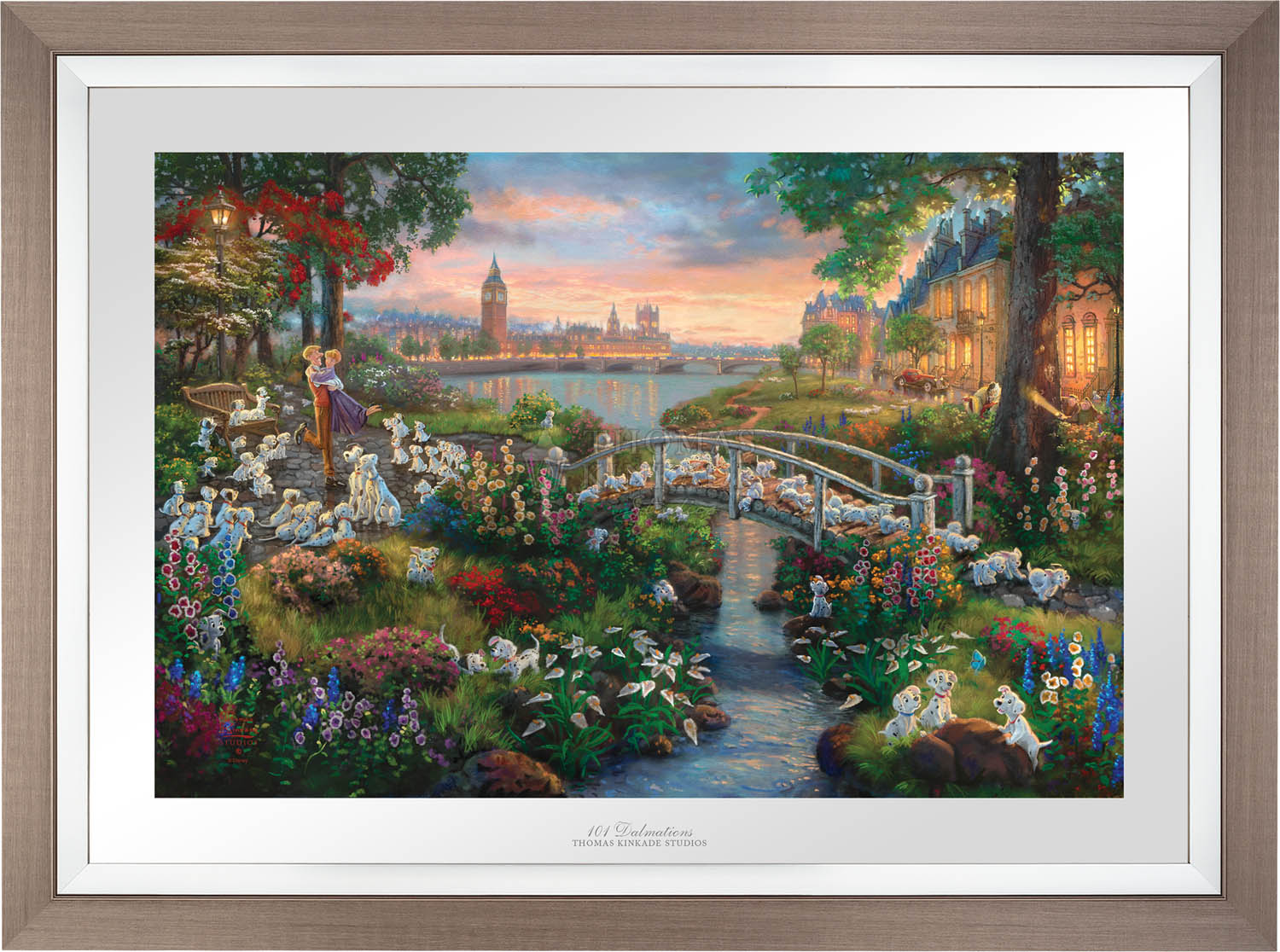 101 Dalmatians puppies along with Pongo, Perdita, Roger, and Anita all gather at the park, for a day of romance and fun - Space Gray Frame