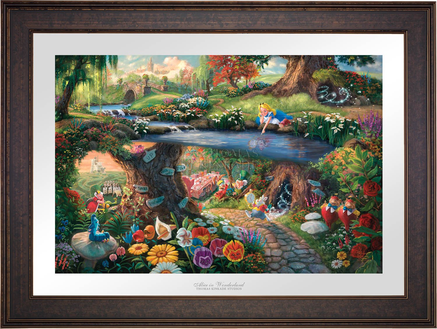 The hurried White Rabbit, the enigmatic Caterpillar, the lunatic Mad Hatter, the nonsensical Tweedledee, and Tweedledum all play a part in the world down the hole - Gallery Bronze Petite