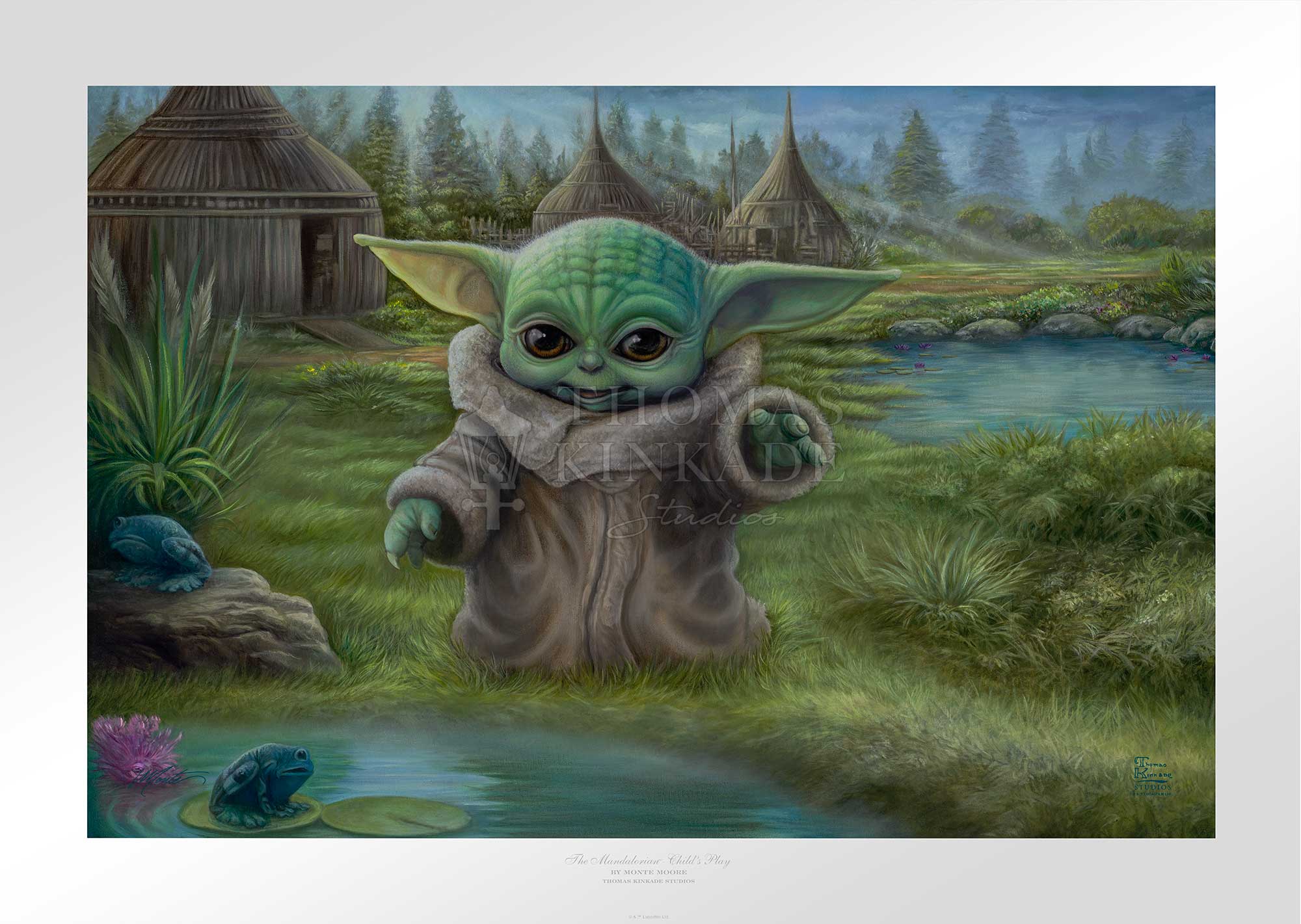 The Child plays by the pond. Inspired by Star Wars Movies Series The Mandalorian.