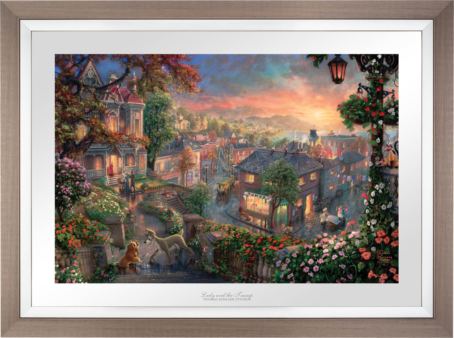 Lady and the Tramp displaying their love by making their prints in a heart in - Space Gray Frame.