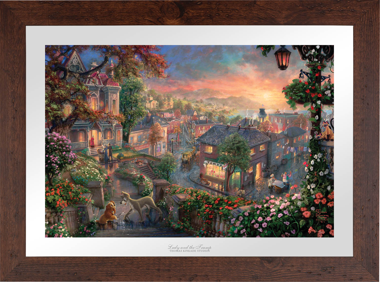 Lady and the Tramp displaying their love by making their prints in a heart in - WildwoodFrame.