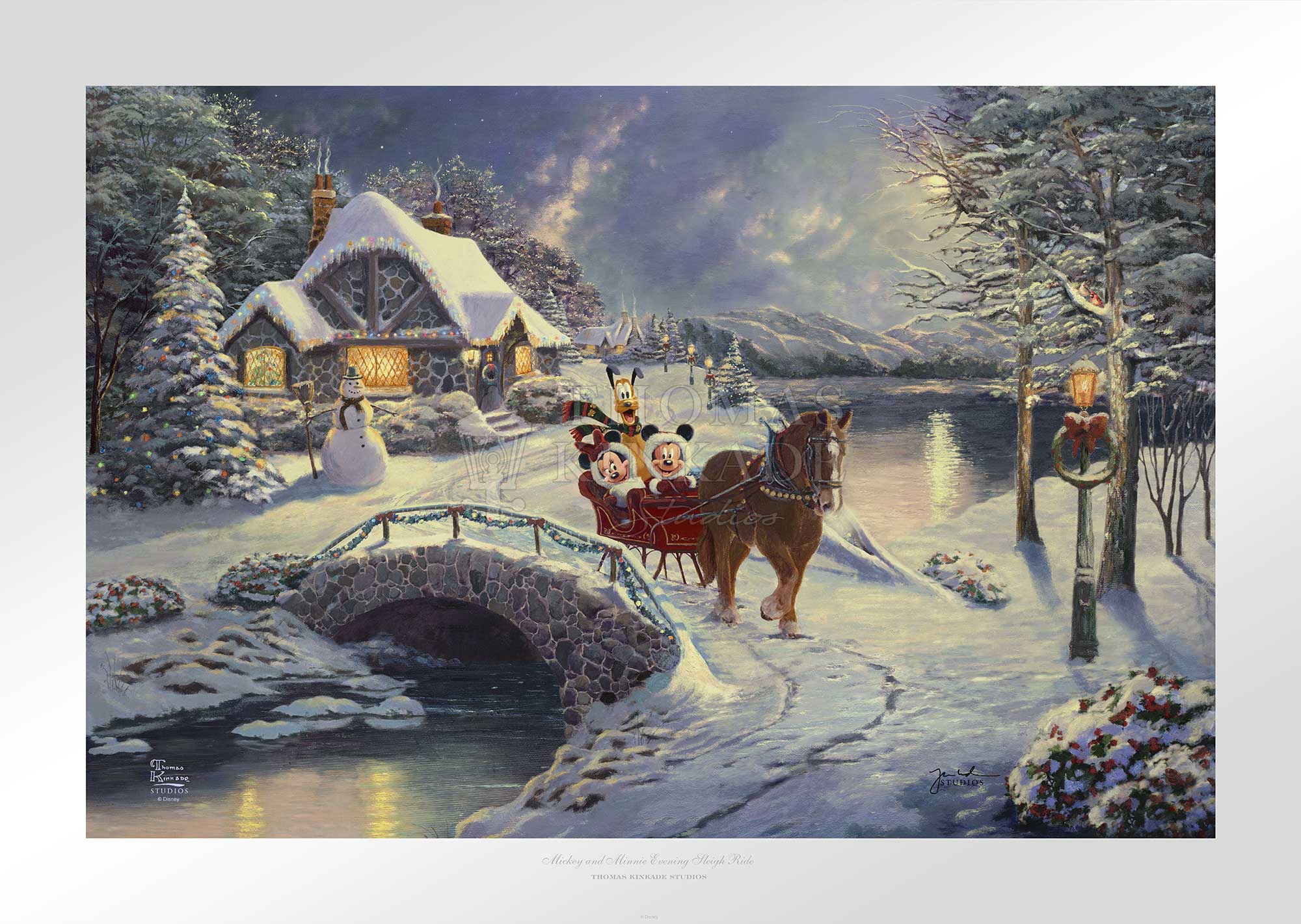 Mickey and Minnie Evening Sleigh Ride - Limited Edition Paper By