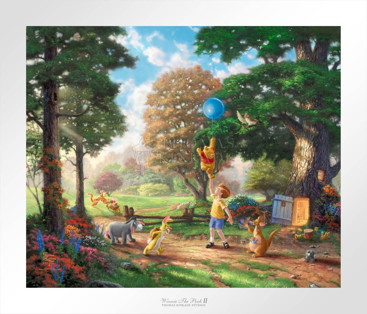 Christopher Robins, Winnie the Pooh and friends enjoying the day  together. Unframed Paper