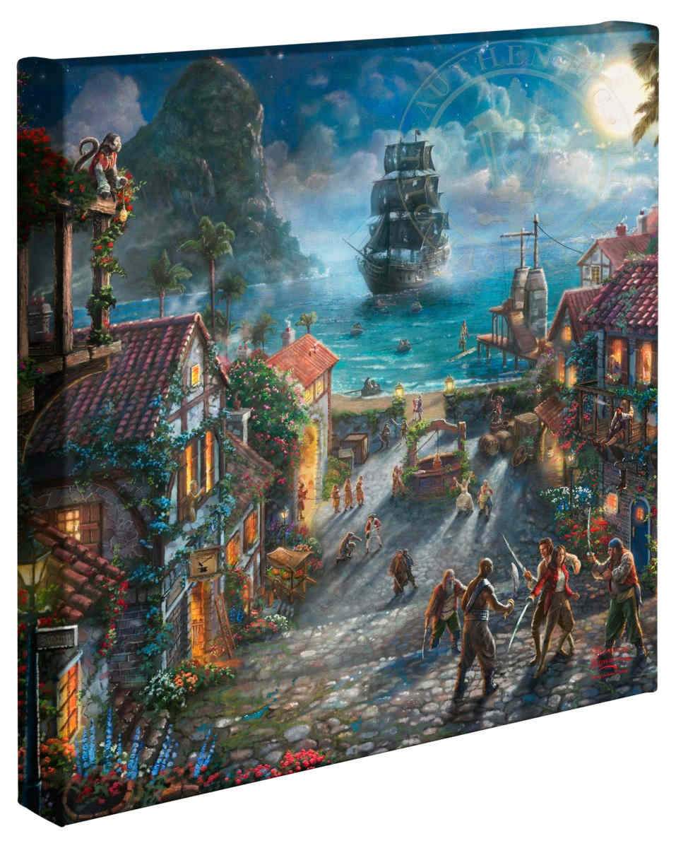 Captain Jack Sparrow makes his grand entrance as his ship slowly sinks in the harbor of a portside town. A mischievous mutt can be seen taunting pirate prisoners. Will and Elizabeth are fighting pirates back-to-back.