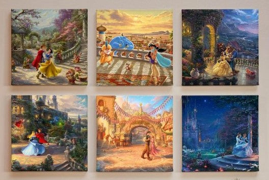 Disney Princesses Dancing (Set of 6) by Thomas Kinkade Studios Snow White, Jasmine, Belle, Aurora, Rapunzel, and Cinderella from Disney&
