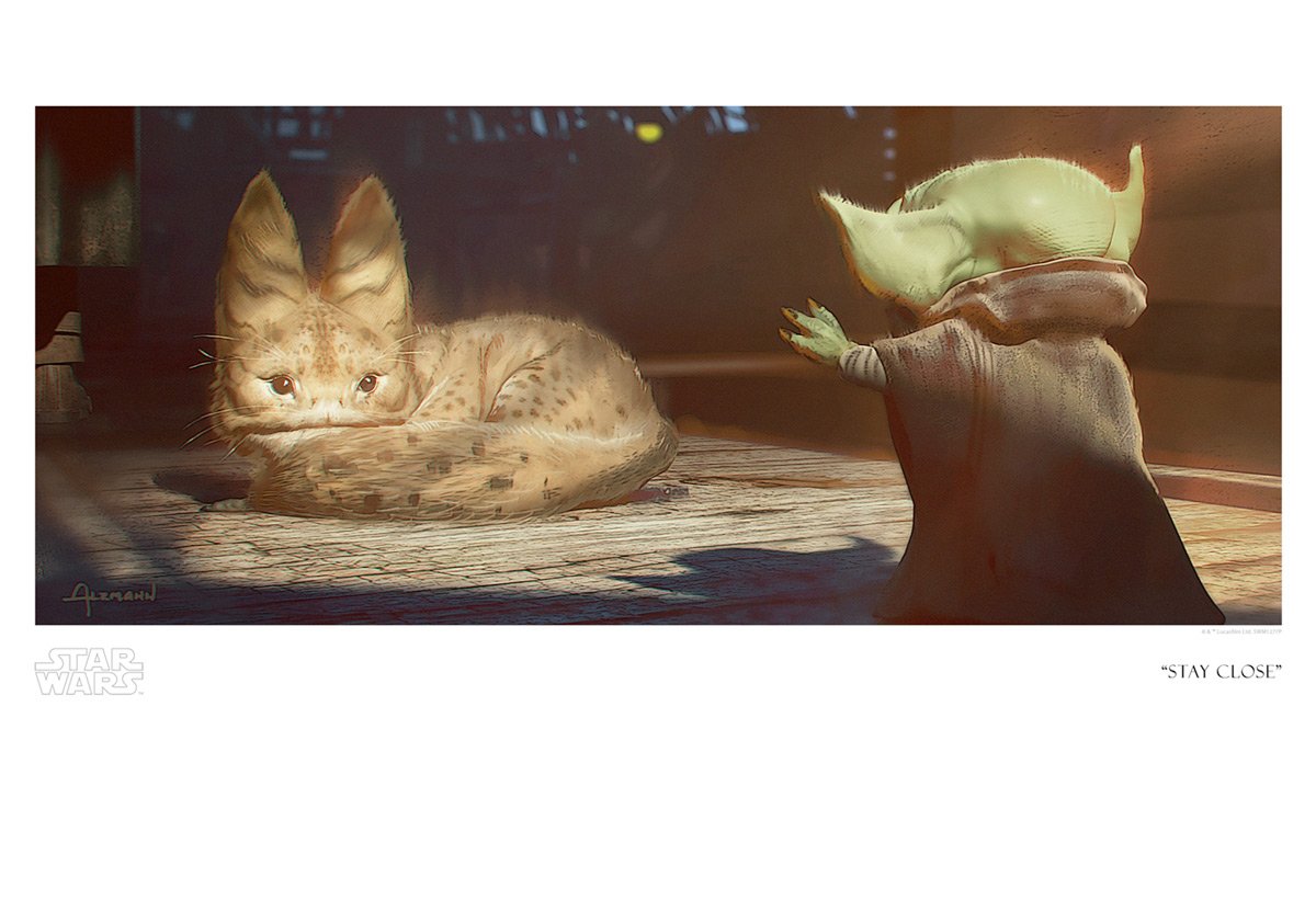 The Mandalorian interpretive artwork featuring the Child - Yoda. -Paper