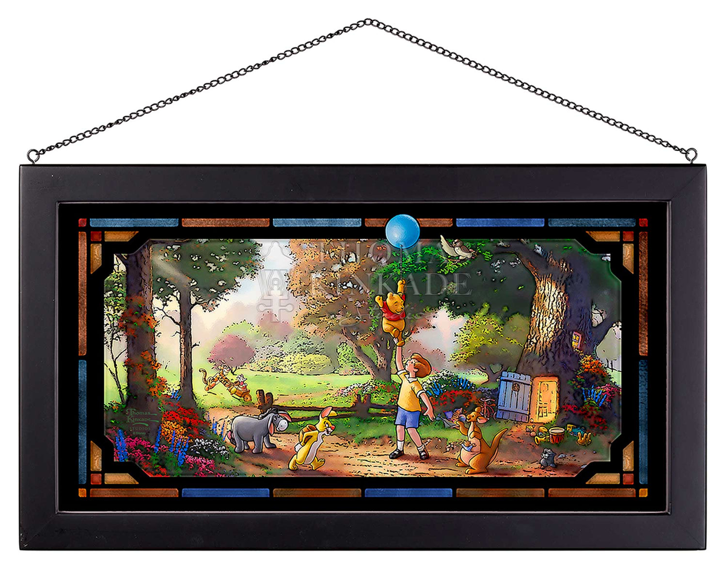 Winnie the Pooh, Christopher Robin, Eore, Kanga, Rabbit, Roo, and Tigger, all gather in the Hundred Acre woods for a day of fun.