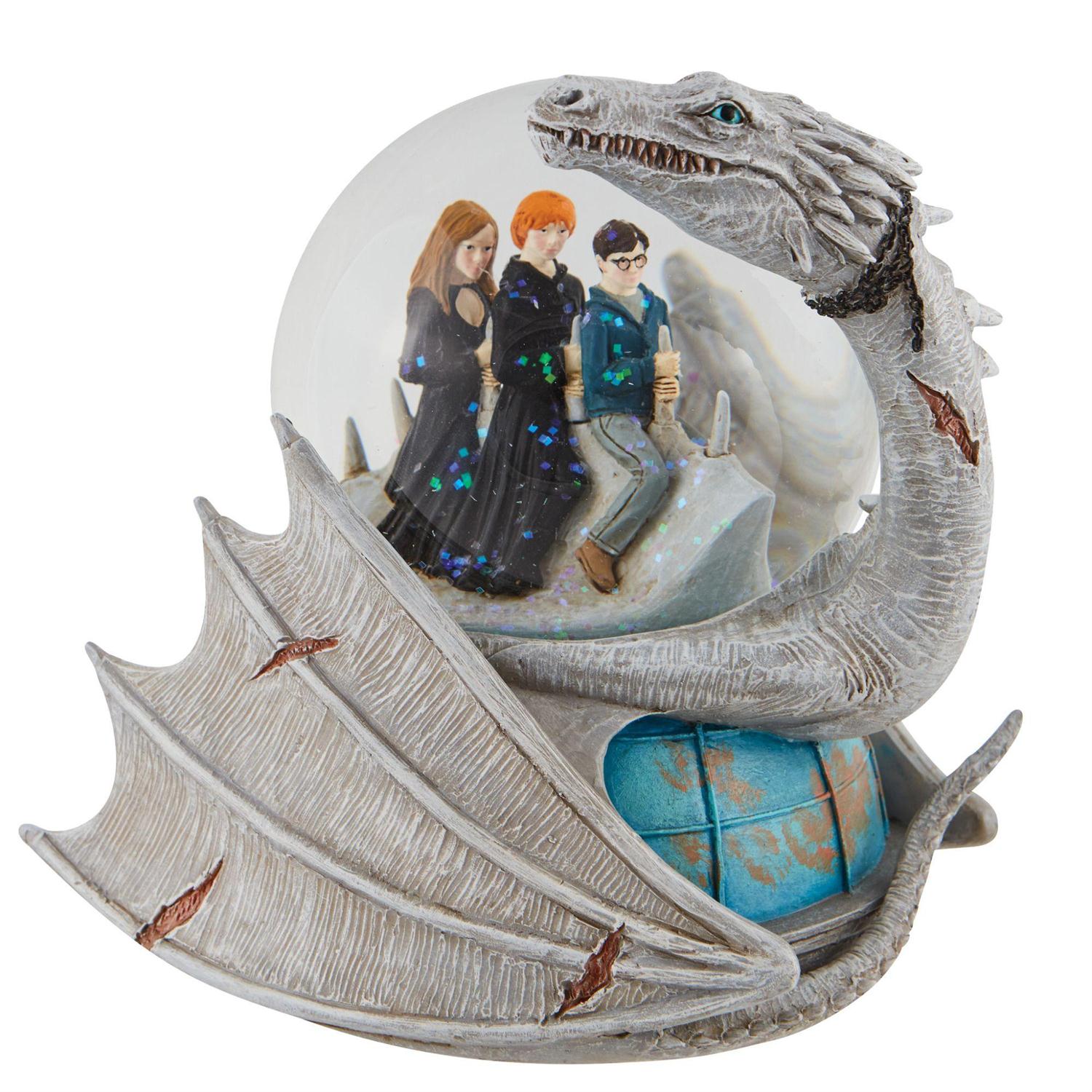 Gringotts, Harry and the gang hitch a ride with an imprisoned dragon. Water globe