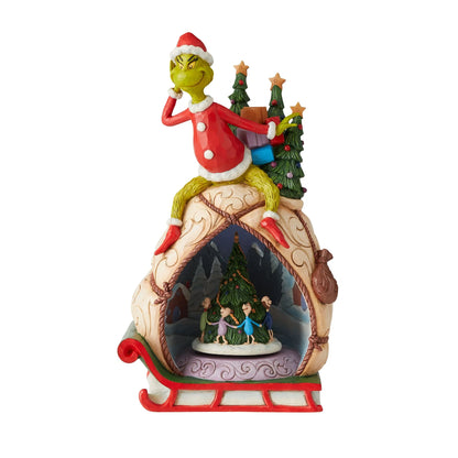 Grinch with Lited Rotatable Scene