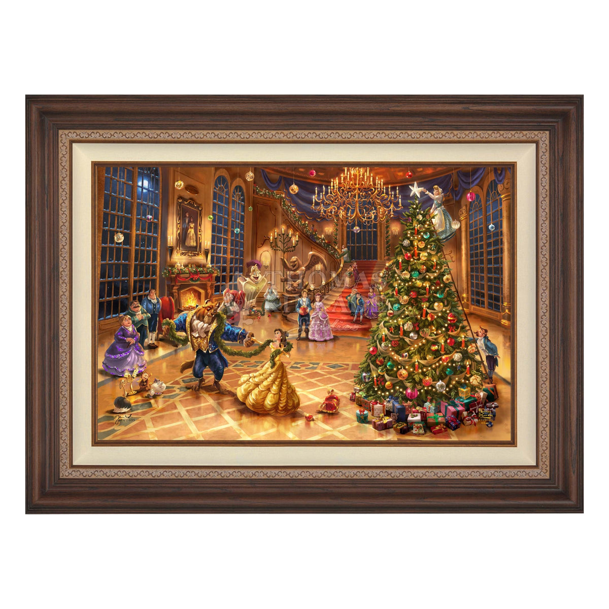 Disney Beauty and the Beast Christmas Celebration by Thomas Kinkade ...