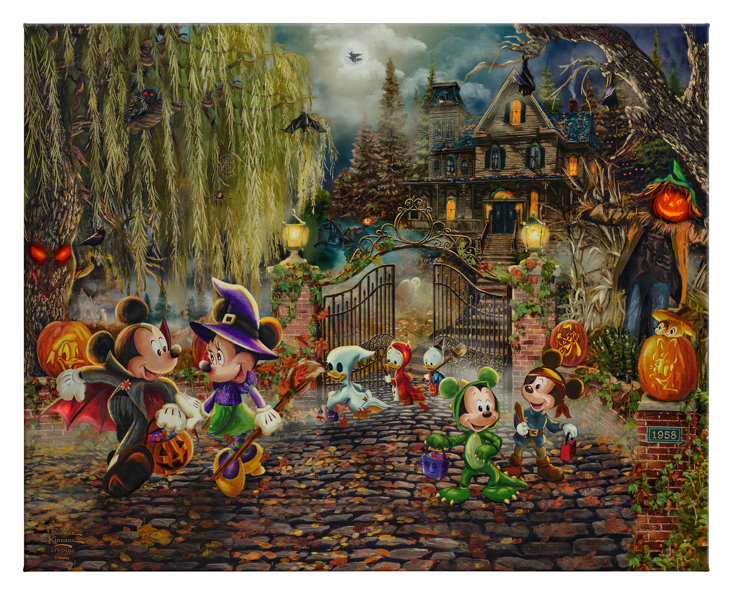 This print captures the joy of candy-filled trick-or-treating with your favorite Disney Characters. 24" x 30"